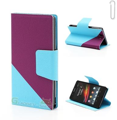 เคส Xperia Z (Two Tone Folio) ม่วง - ฟ้าอ่อน